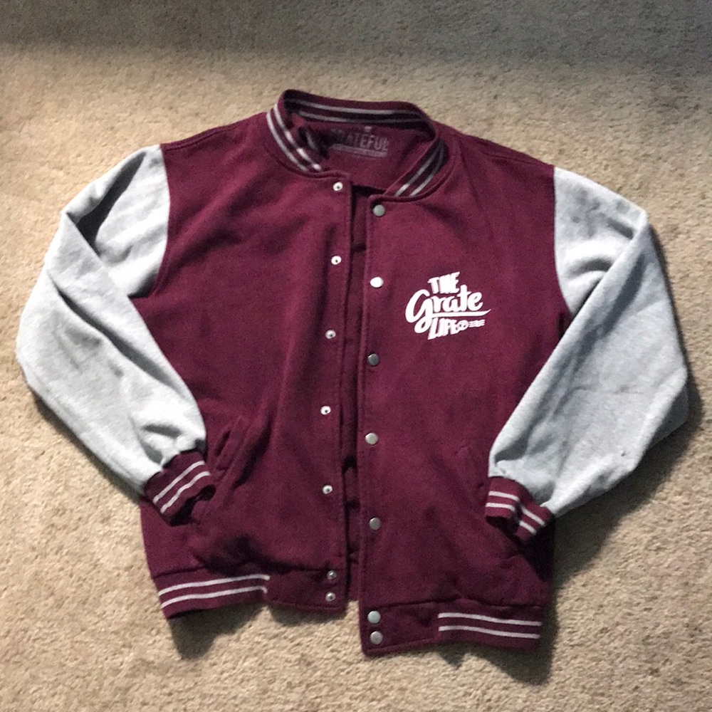 Maroon Varsity Jacket with graphics size Medium
